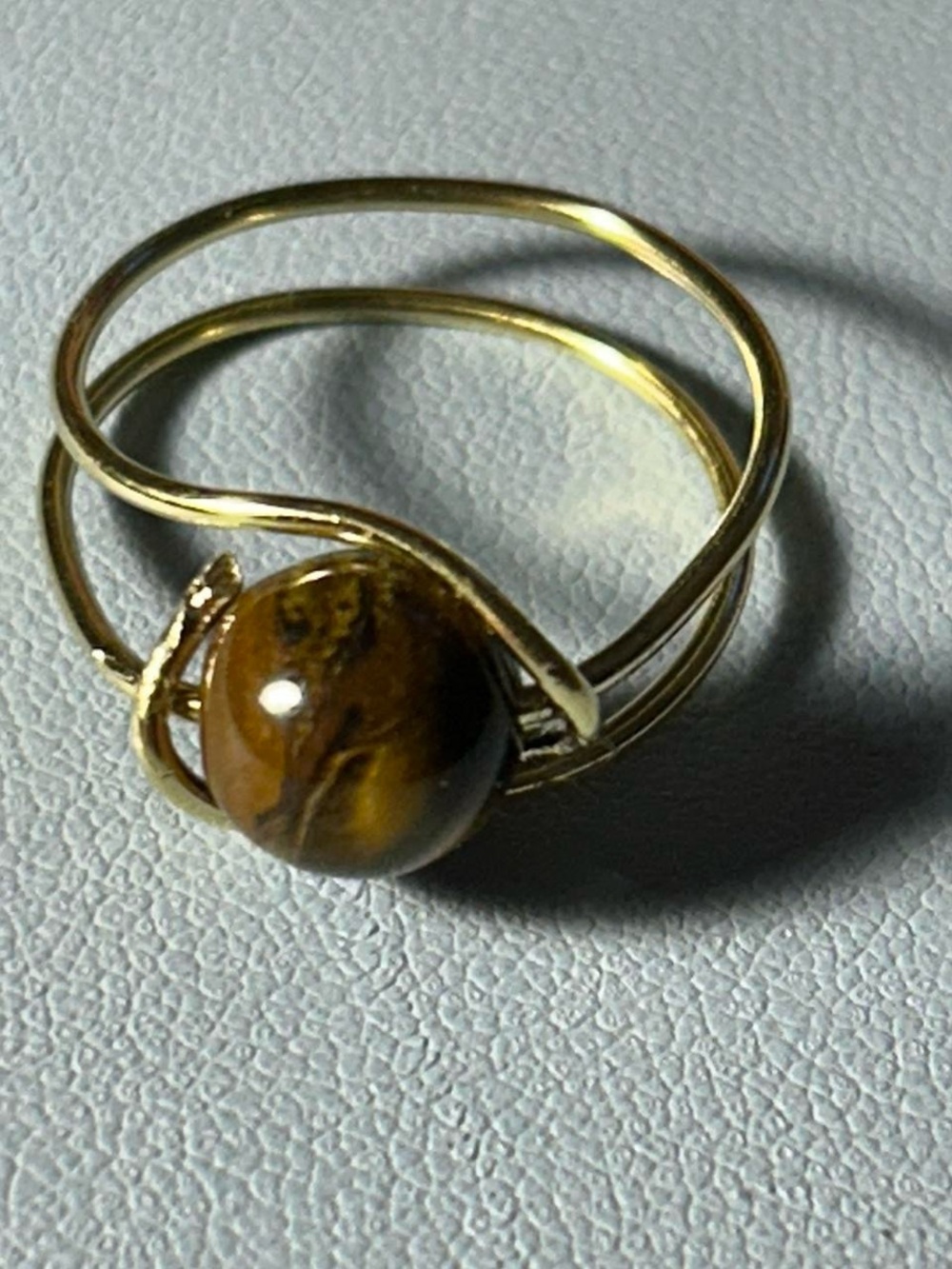 Gold-Tone Tiger Eye Stone wire wrapped ring